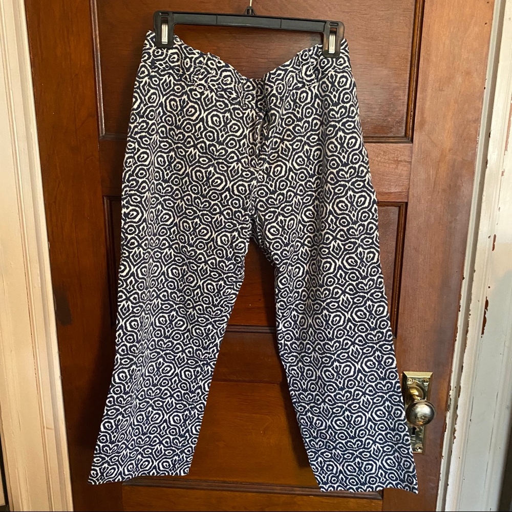 J. Crew Navy/White Ikat Print Capris